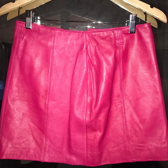hot pink leather mini skirt